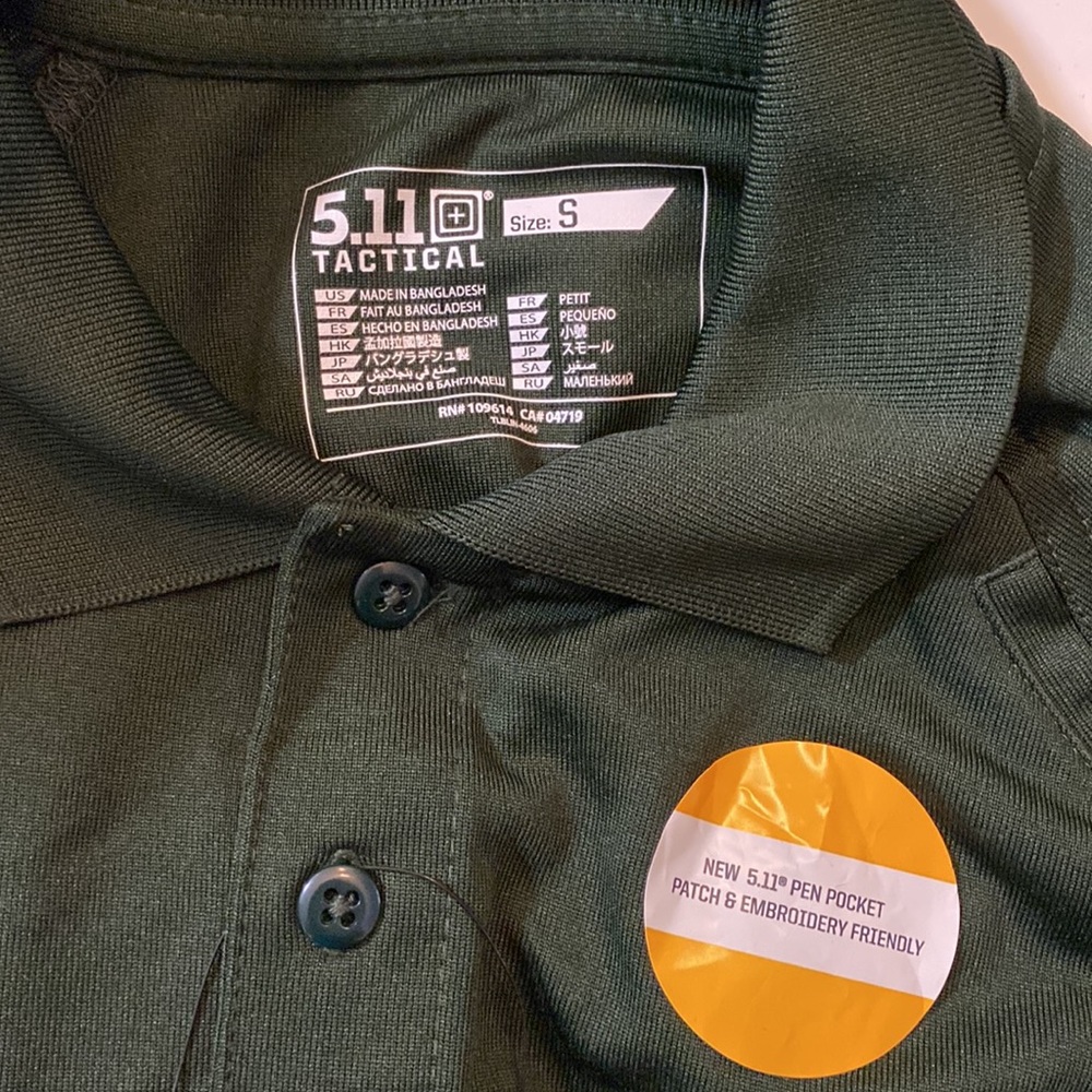 5.11 Tactical men’s performance shirt sleeve polo (71049) Green Small NEW - Picture 9 of 11